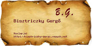 Bisztriczky Gergő névjegykártya
